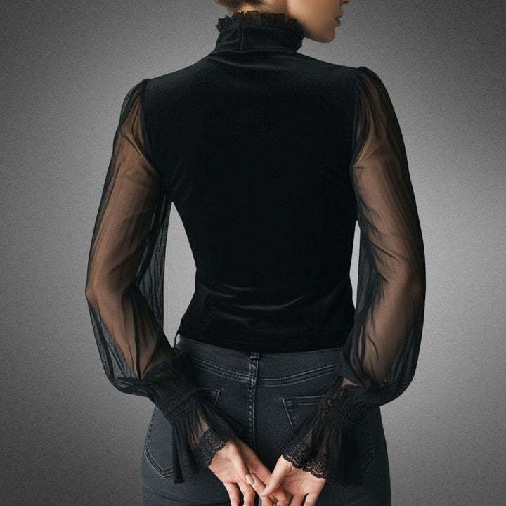 Elvira | Tidlös Elegant Blus med Spetsdetaljer och Ärmar