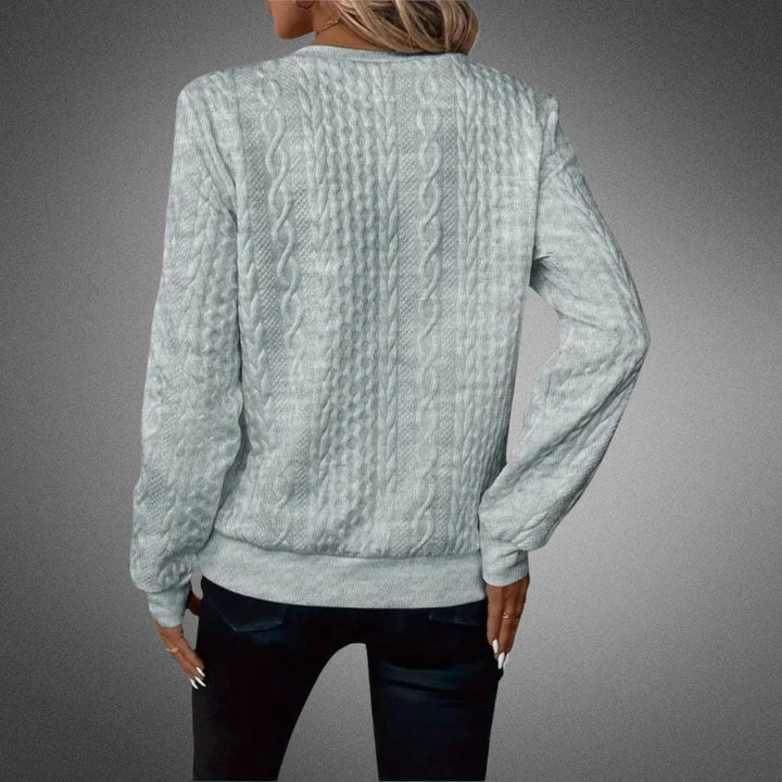 Solena | Kabelstickad Tröja med Dragkedja Fram
