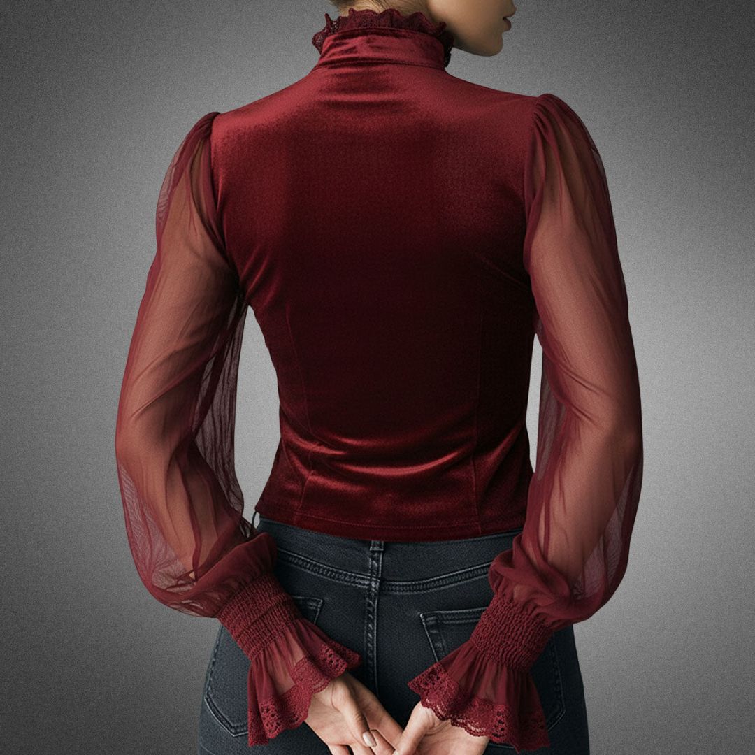 Elvira | Tidlös Elegant Blus med Spetsdetaljer och Ärmar